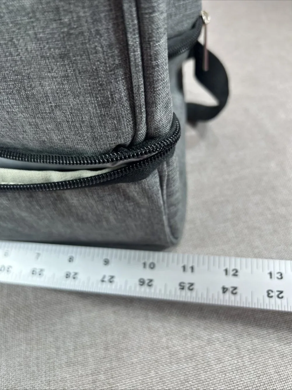 2 Tone Gray Breast Pump Backpack Cooler Moisture Proof Bag Double Layer Zip Up
